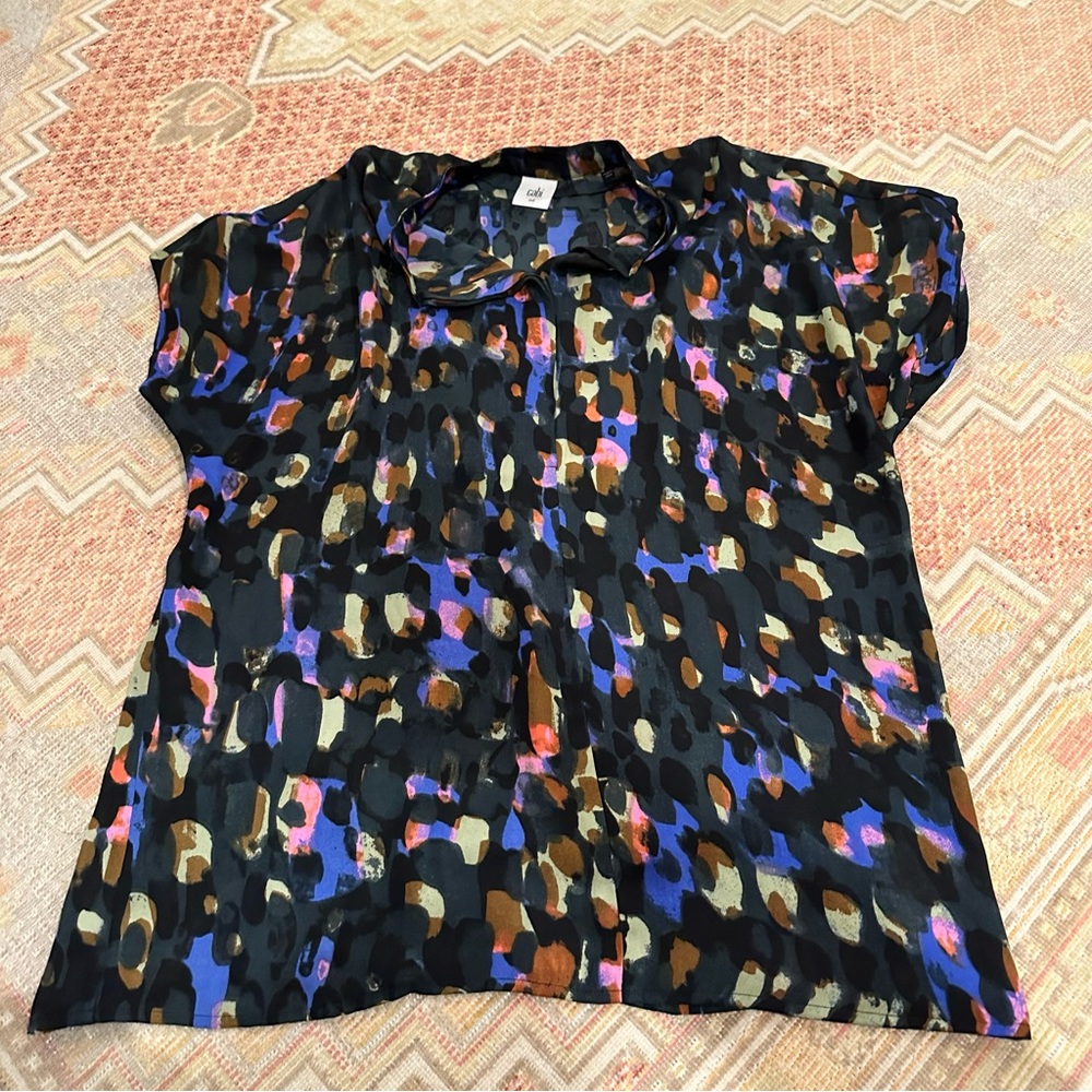 Cabi 3143 Sabine Watercolor Sheer Blouse Medium